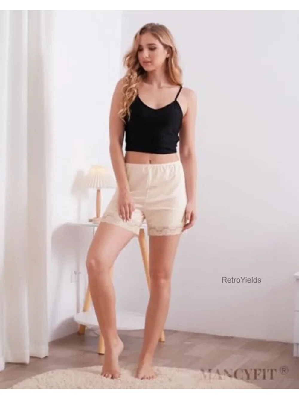Women's Half Slip Culotte Shorts Lace Trim Snip-to-Fit 4